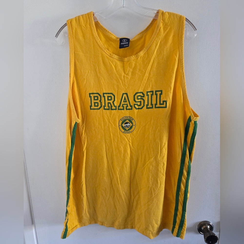 Men's Brazil Brazilian Flag Tank Top Brasil Pride Sz XL